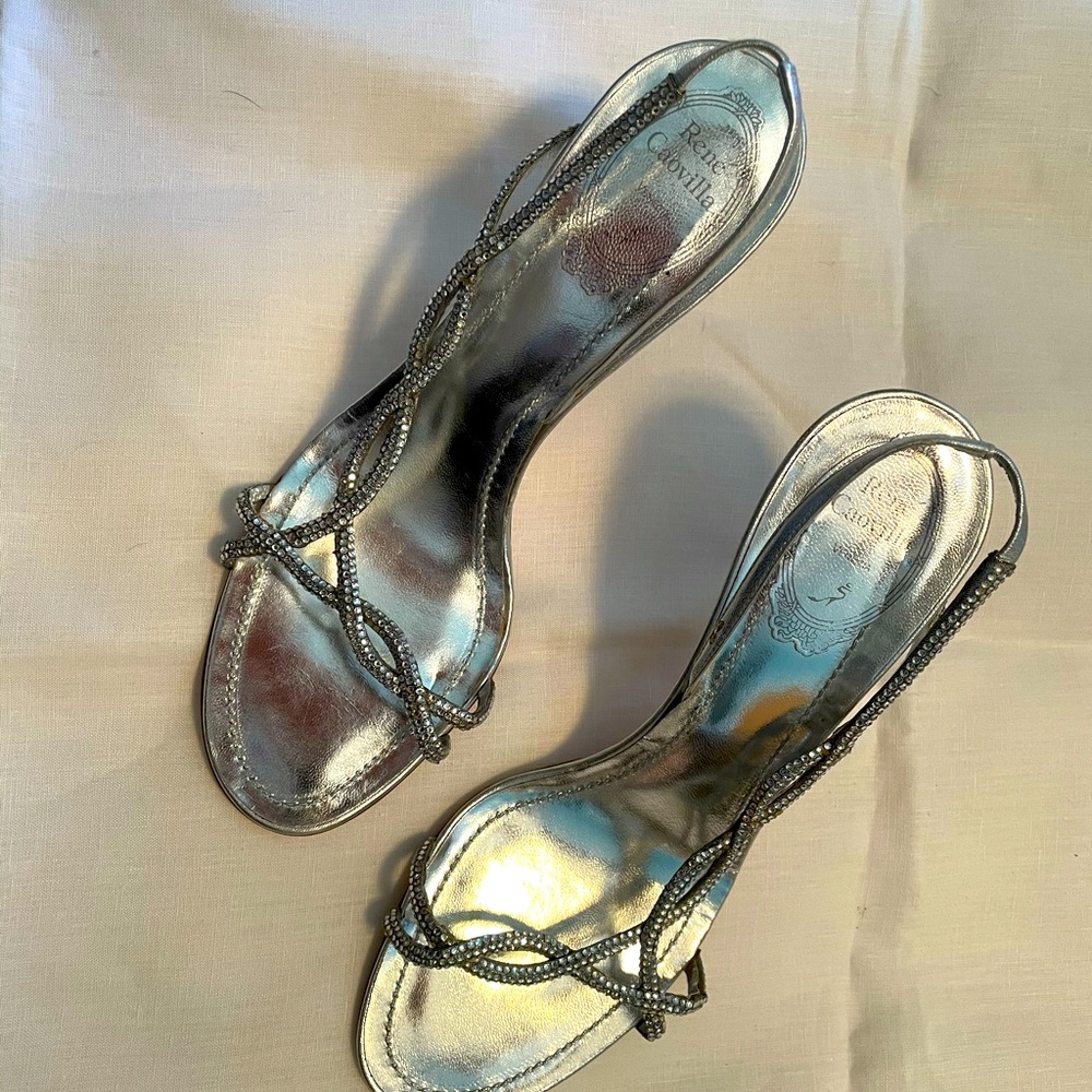 Rene Caovilla Evening Shoes Silver rhinestone